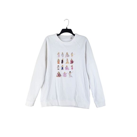 Taylor Swift Eras Tour Unisex XL Sweatshirt White Multi Graphic Organic Cotton - Picture 3 of 13